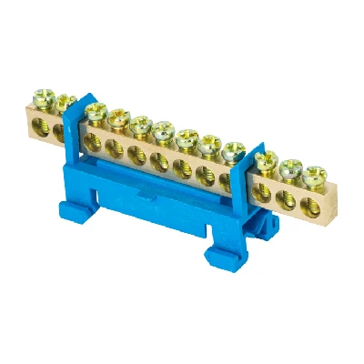 Шина 0 N (6х9мм) 12 отверстий латунь синий изолятор тип Стойка на DIN-рейку розничный стикер PROxima EKF sn0-63-12-sb-r