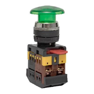 Кнопка AELA-22 Грибок зеленая с подсветкой NO+NC 380В