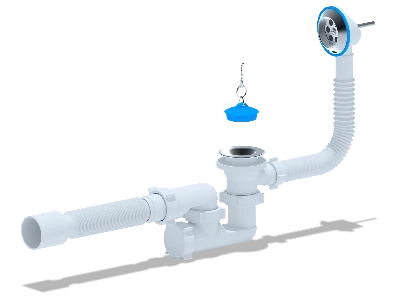 Сифон для ванны АНИ 1 1/2' x 40 с выпуском и переливом с гибкой трубой 40х50 АНИ пласт E255