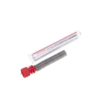 Припой с канифолью ПОС-61, 10 г, 1.0 мм, (олово 61%, свинец 39%) REXANT 09-3101