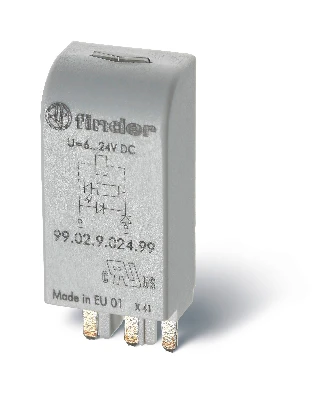 Модуль индикации и защиты, зеленый LED + диод (+ A1), 6...24В DC FINDER 99.02.9.024.99 9902902499