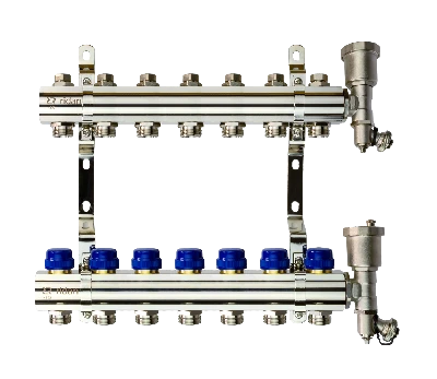 Коллекторная группа FHF-7R set 7 контуров 1' х 3/4' c воздухоотводчиками и кронштейнами Ридан 088U0707R