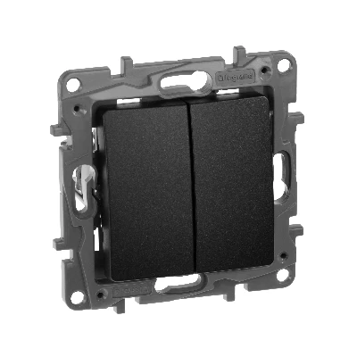 ETIKA Переключатель двухклавишный антрацит автоматические зажимы 10AX Legrand 672612