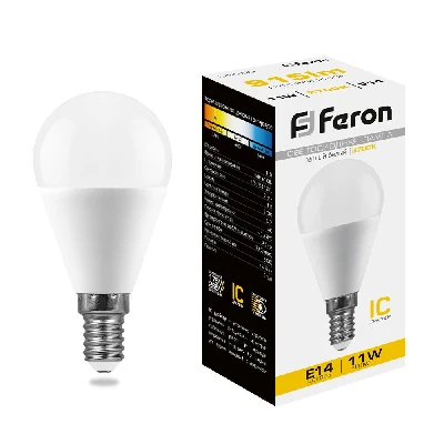 Лампа светодиодная LED 11вт Е14 теплый матовый шар FERON LB-750 25946