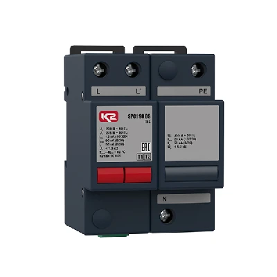 УЗИП SPC1 90 DS, 2-х полюсный, класс I+II, Iimp -12 кА (10/350), Imax (8/20) - 90 кА