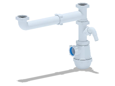 Сифон для мойки АНИ Грот 1 1/2' x 40 двойной одноуровневый смещенный без выпуска АНИ пласт A7020