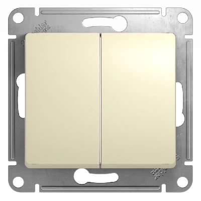 GLOSSA Выключатель двухклавишный в рамку бежевый схема 5 Systeme Electric GSL000251