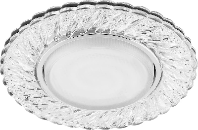 Светильник ДВО-15w GX53 без лампы со светодиодной подсветкой 4000К хром с прозрачным стеклом FERON CD4021 хр/прозр. 29474