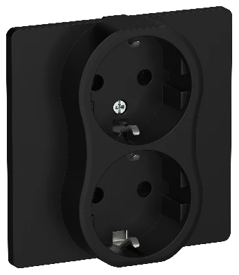 FLITE Розетка 2-местная с заземлением без защитных шторок 16А в сборе РС12-0-К-ФлЧ черный IEK