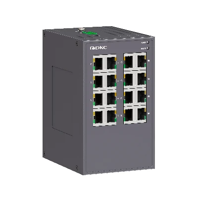 Промышленный неуправляемый коммутатор, 16х10/100Base-T(X) портов RJ45, 12-48В DC/18-30В AC, с резервированием DKC N1000-16T-P2
