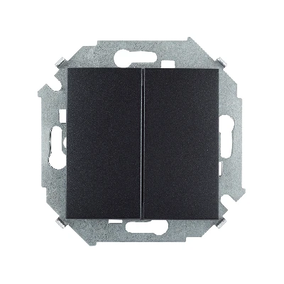 15 Выключатель двухклавишный с/у 10А 250В графит Simon 1591398-038
