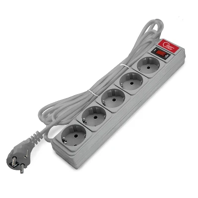 Сетевой фильтр СОЮЗ ПВС 3*0,75 5гн., выключатель с индикацией, с заземлением, серый 3м UNIVersal 1329