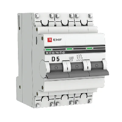 Выключатель автоматический трехполюсный 5А D ВА47-63 4.5кА PROxima