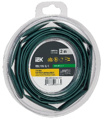Трубка термоусадочная ТТУ нг-LS 2/1 зеленая (2м/упак) IEK UDR12-002-001-002-K06-T