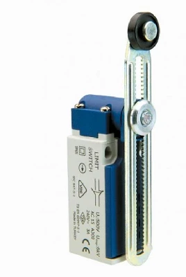 Концевой выключатель, привод реверсивный пластиковый ролик 18 мм с угловым действием, регулируемый (1НЗ+1НО, мгновенное сраб.), серия L5, пластиковый корпус (240В AC, 3А), IP65