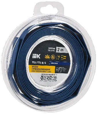 Трубка термоусадочная ТТУ нг-LS 8/4 синяя (2м/упак) IEK UDR12-008-004-002-K07-T