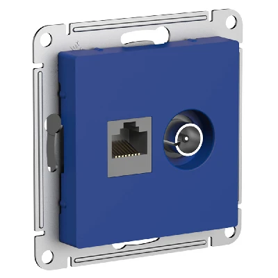 ATLASDESIGN РОЗЕТКА двойная ТВ + компьютерная RJ45, кат. 5Е, АКВАМАРИН Systeme Electric ATN001189