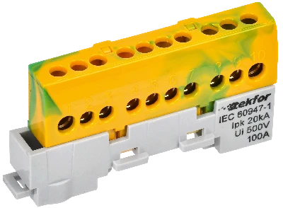 TEKFOR Шина PE земля изолированная на универсальном держателе 6х9-10-ЖЗ IEK