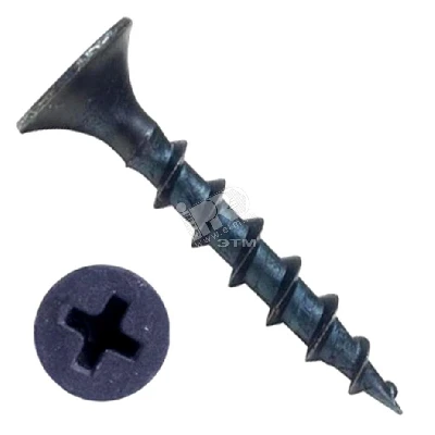 Саморез гипсокартон/дерево 3,5х45 черный (6500шт) Tech-KREP 00000481