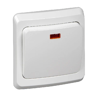 ЭТЮД Выключатель одноклавишный скрытый с подсветкой белый сх.1 Systeme Electric BC10-005B