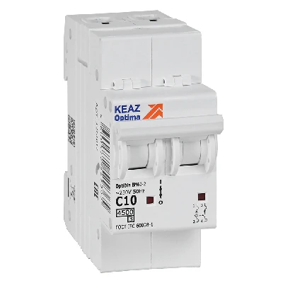 Выключатель автоматический двухполюсный 10А C 4,5кА AC OptiDin BM63-2C10-4,5-УХЛ3 КЭАЗ 326802