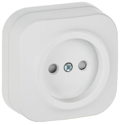 GLORY Розетка 1-местная для открытой установки без заземления с защитными шторками 10А РСш20-2-ХБм белый матовый IEK