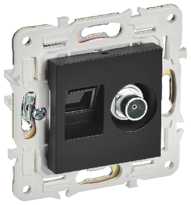 SKANDY Розетка двойная TV+RJ45 кат.5E SK-A14Bl черный IEK SK-AK20-1-K02