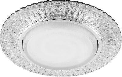 Светильник ДВО-15w GX53 без лампы со светодиодной подсветкой 4000К хром с прозрачным стеклом FERON CD4022 хр/прозр. 29475