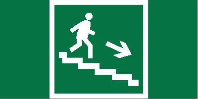Знак безопасности BL-3015A.E13''Напр. к эвакуац. выходу по лестн. вниз (прав.)''