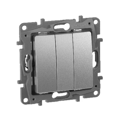 ETIKA Выключатель трехклавишный алюминий 10АХ Legrand 672413