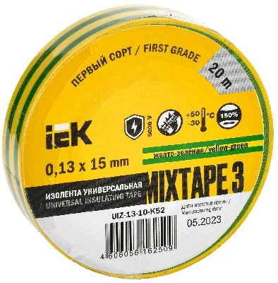 Изолента ПВХ желто-зеленая 15мм 20м IEK UIZ-13-10-K52