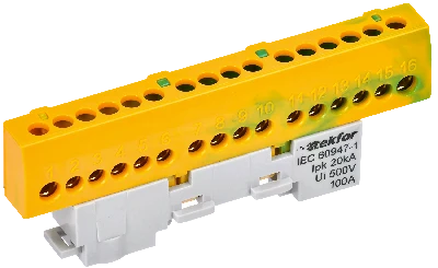 TEKFOR Шина PE земля изолированная на универсальном держателе 6х9-16-ЖЗ IEK