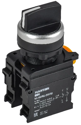 Переключатель 3 положения возвратный 2NO чёрный MASTER IEK