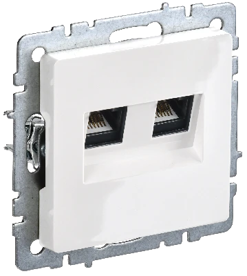 BRITE Розетка компьютерная двойная кат.5E RJ45 РК10-2-БрБ белый IEK BR-K20-1-K01