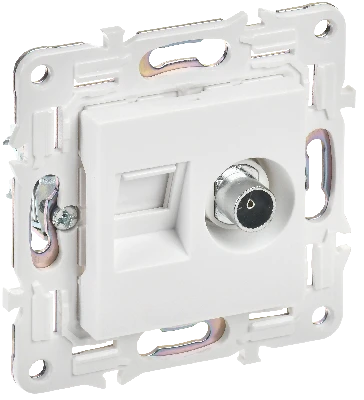 SKANDY Розетка двойная TV+RJ45 кат.5E SK-A14W арктический белый IEK SK-AK20-1-K01