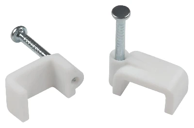 Скоба пластиковая крепежная плоская 12 мм белая NO-225-288 10 шт