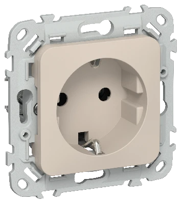 FLITE Розетка с заземлением без защитных шторок безвинтовое крепление 16А РС11-1-ФлЛ льняной IEK
