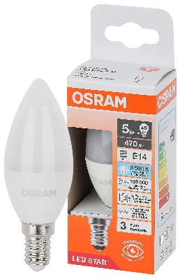 Лампа светодиодная LED Star Свеча 5Вт (замена 40Вт), 470Лм, 6500К, цоколь E14 OSRAM