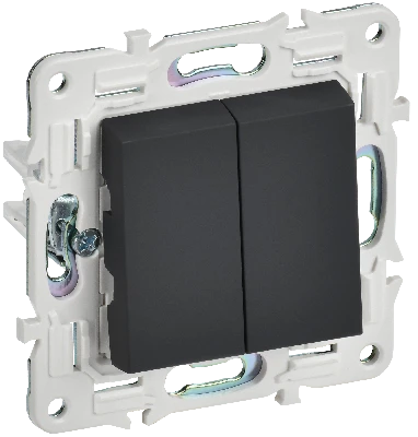 SKANDY Выключатель 2-клавишный проходной 10А SK-V05G графит IEK