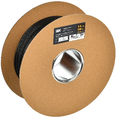 Оплетка кабельная 3-5мм полиэстер 200м черная IEK UBS10-PL-0305-200-K02