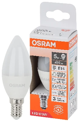 Лампа светодиодная LED Star Свеча 5Вт (замена 40Вт), 470Лм, 4000К, цоколь E14 OSRAM