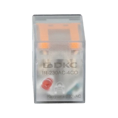 Реле миниатюрное промышленное общего назначения, 4CO, ком. ток 5А, AgSnO2, напряжение 230V AC, опция: светодиод DKC IR-230AC-4CO
