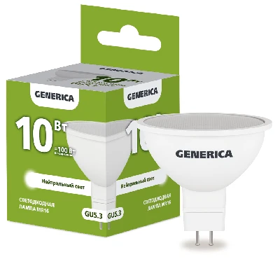 Лампа светодиодная MR16 софит 10Вт 230В 4000К GU5.3 GENERICA IEK LL-MR16-10-230-40-GU5-G