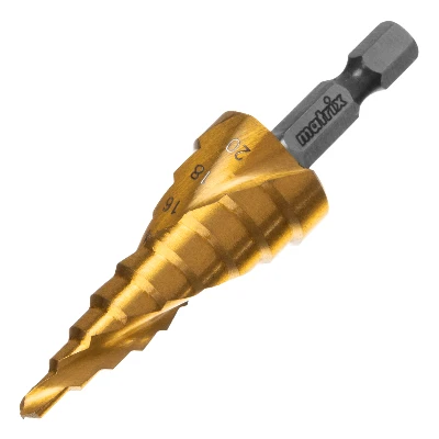 Сверло ступенчатое, 4-6-8-10-12-14-16-18-20 мм, HSS, спиральный проф., шестигр. хвостовик