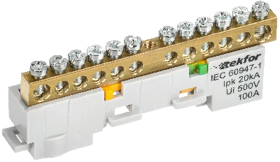 TEKFOR Шина PE земля неизолированная на универсальном держателе 6х9-12-Ж IEK