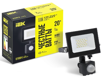 Прожектор СДО 06-20Д светодиодный черный с ДД IP54 6500K IEK LPDO602-20-65-K02