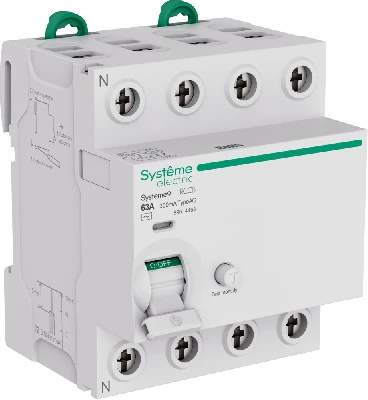 Выключатель дифференциального тока (ВДТ) 63A 4P 300мА Тип-AC 400В Systeme9