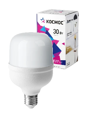 Лампа светодиодная LED 30Вт 220В Е27 D80х135 4500К белый 2650 лм Космос LksmHWLED30WE2745