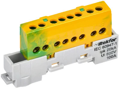 TEKFOR Шина PE земля изолированная на универсальном держателе 6х9-8-ЖЗ IEK