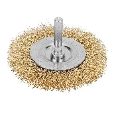 Щетка для дрели, 60 мм, плоская со шпилькой, латунированная витая проволока